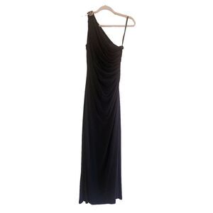 Ralph Lauren evening wear one shoulder rouched rhinestone dress size 10